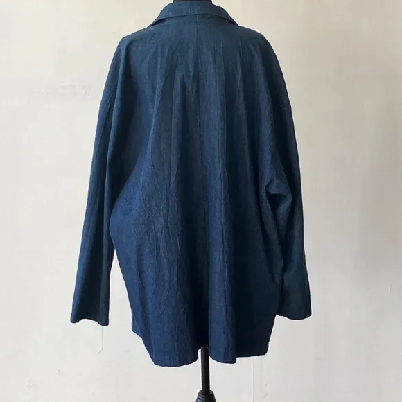 Medium Dark Blue Denim Oversized Blazer - Picture 11 of 12